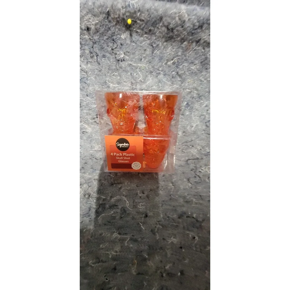 Holiday Skull‎ Plastic Orange Shot Glasses 4 per pack